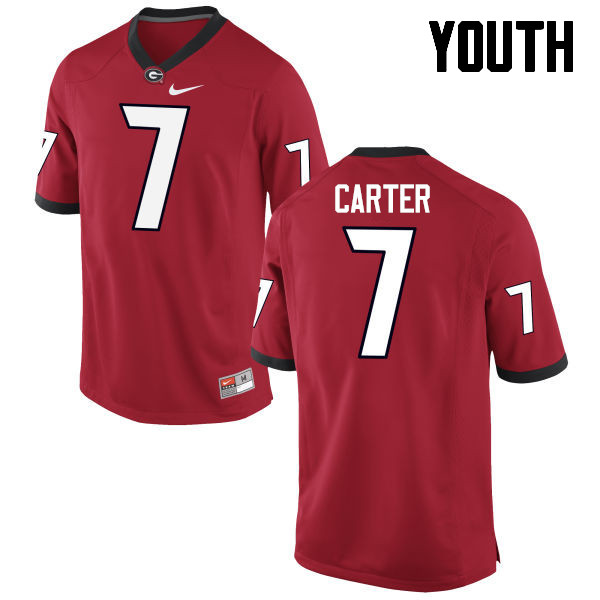 Youth Georgia Bulldogs #7 Lorenzo Carter College Football Jerseys-Red